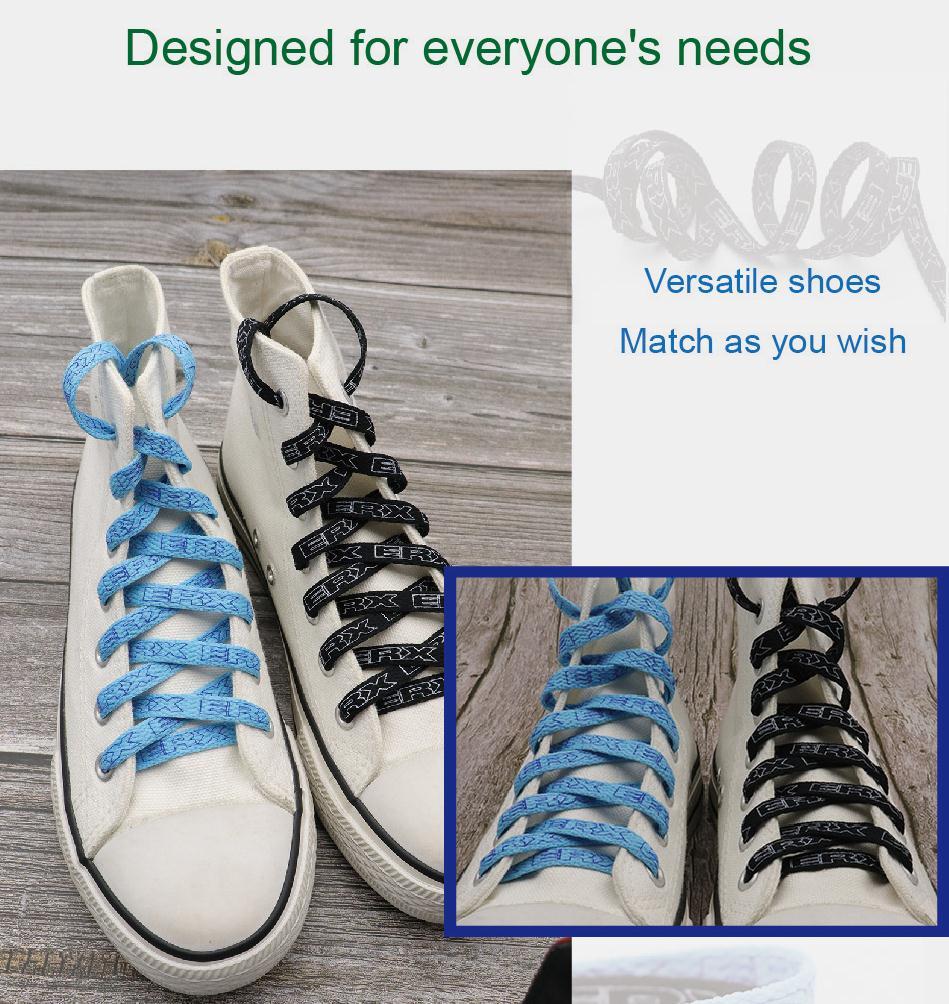 7MM Black-White Blue-Sapphire "ERX" Letter Printing Shoelaces Women Sneaker 2021 Canvas Ropes Flat