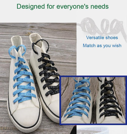 7MM Black-White Blue-Sapphire "ERX" Letter Printing Shoelaces Women Sneaker 2021 Canvas Ropes Flat