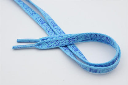 7MM Black-White Blue-Sapphire "ERX" Letter Printing Shoelaces Women Sneaker 2021 Canvas Ropes Flat