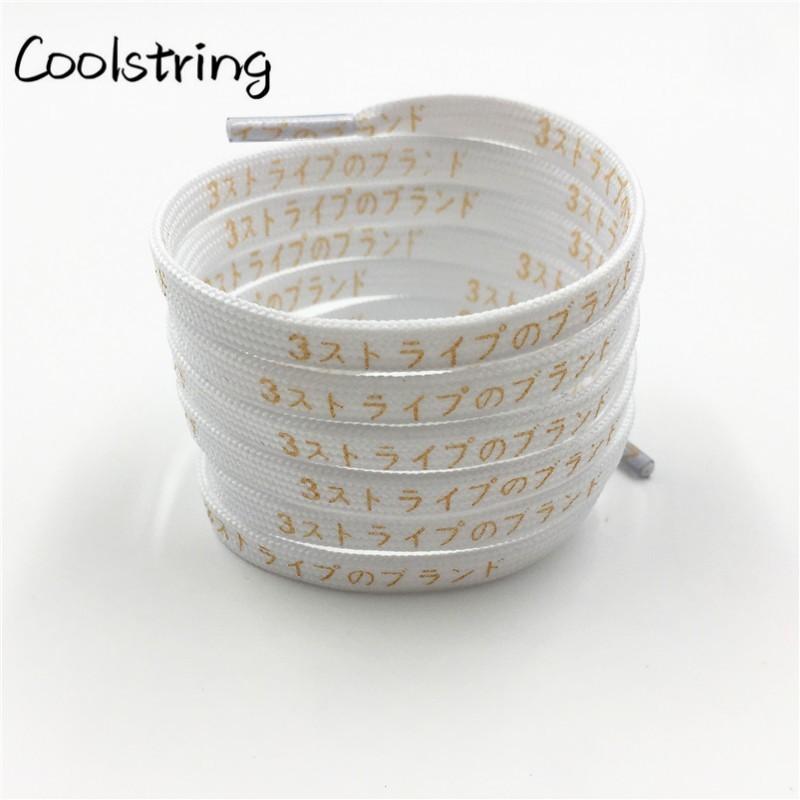 Cool 7mm Printed Hiragana Japanese Katakana Letter Shoe Laces Silk Printing Bootlaces Black Red Gold