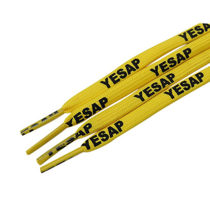 7MM Superior Shoe Accessory Silk Screen Yellow Black Letter Printing Unisex Canvas Shoelaces