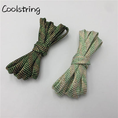 7mm Flat Black White Light Green Glitter Shoelaces Shiny Bootlaces Double Layer Hollow Shoe Laces