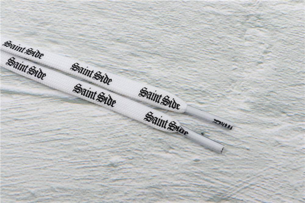 7MM Saint Side White Black Letter Flat Type Waist Laces Men Women Sneaker Ropes Boots Canvas Casual