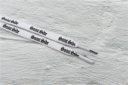 7MM Saint Side White Black Letter Flat Type Waist Laces Men Women Sneaker Ropes Boots Canvas Casual