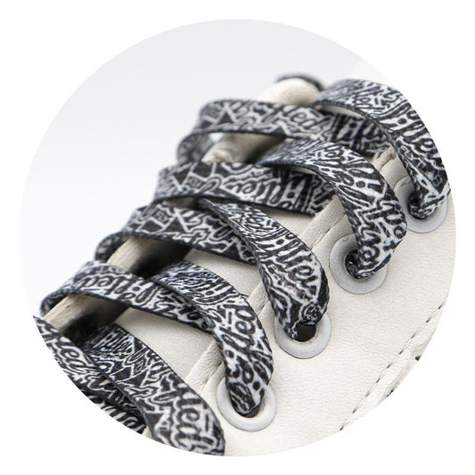 8MM Street Printing Style Flat Type Canvas shoes Laces Black White Top Sport Shoecords For Unisex