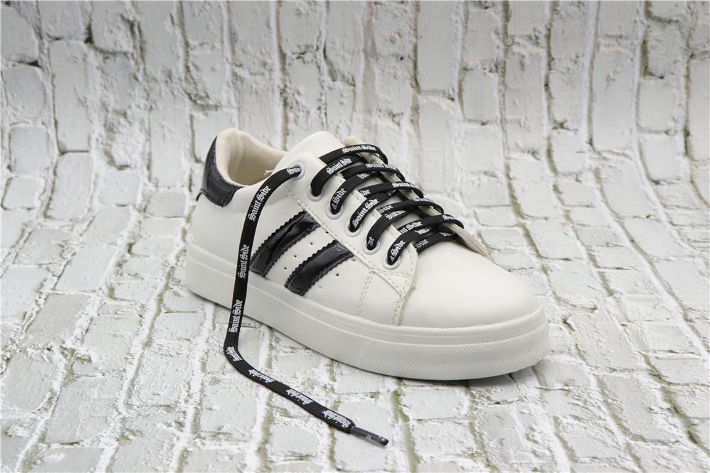 7MM Saint Side White Black Letter Flat Type Waist Laces Men Women Sneaker Ropes Boots Canvas Casual