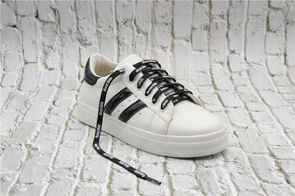 7MM Saint Side White Black Letter Flat Type Waist Laces Men Women Sneaker Ropes Boots Canvas Casual