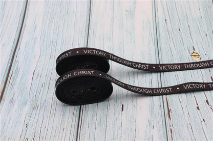 8MM Top Shoelaces "VOCTORY THROUGH CHRIST" Letter Printing Decorative Shoe Accessories Polyester