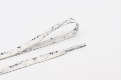 8MM White Black Glacier Frozen Stone Textur Shoelaces Unisex For Zapatillas Mujer Flat Perfect Shoe