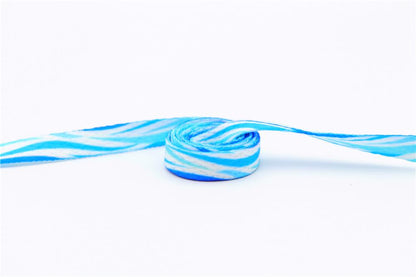 8MM Blue White Striped Ripple Heat Transfer Printing Shoelaces Top Accessories Women Sneaker Ropes