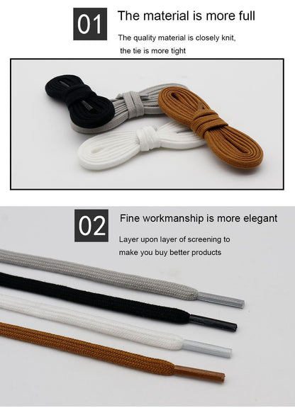 6MM Classic Shoe Accessory Double Layer Polyester Flat Shape Shoelaces 7 Colours For Canvas Boots