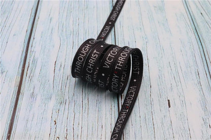 8MM Top Shoelaces "VOCTORY THROUGH CHRIST" Letter Printing Decorative Shoe Accessories Polyester