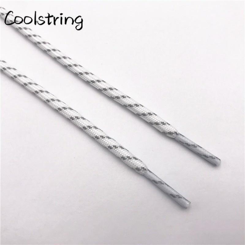 Round Striped Rope Laces Beige White Bootlaces Polyester Shoelace Shoestring For Roller Skates