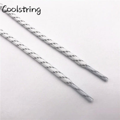 Round Striped Rope Laces Beige White Bootlaces Polyester Shoelace Shoestring For Roller Skates