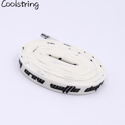 Double-sided Screen Printing Waffle District Crew Laces Beige Black Authentic Sports Shoelace
