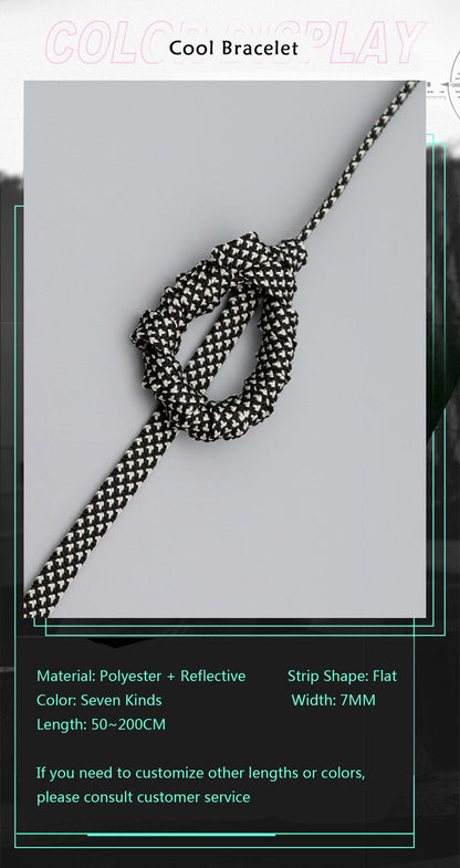 7MM Pro Bright Luminous Lace Flat Shape Neon Shoelace Nice Glow In Dark For Trendy Youth Street