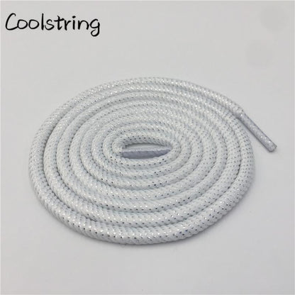 Round Spiral Pattern Shoelaces Glitter Sparkle Shoestrings Unique Flashing Dress Shoe Laces Metallic