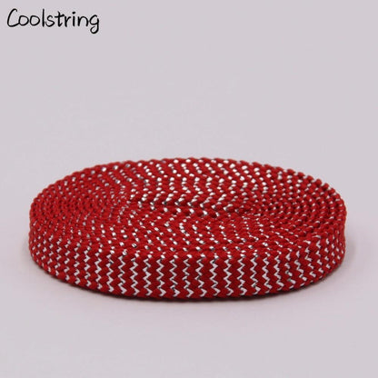 Cool 0.7cm Two Colors Mixed Shiny Gold And Silver Thread Sport Sneakers Flat Shoelaces Bootlaces