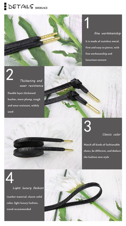 7MM Top Shoe Accessories Black Solid Color Flat Shoelaces Business Boots Canvas Shoes For Office