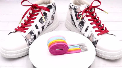 Green Blue Purple Vigorous Youth Shoe Lace 7MM Student Leather Shoelace Premium Cord With Metal