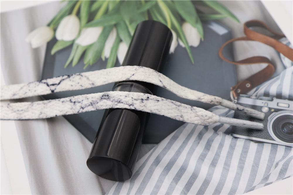 8MM White Black Glacier Frozen Stone Textur Shoelaces Unisex For Zapatillas Mujer Flat Perfect Shoe