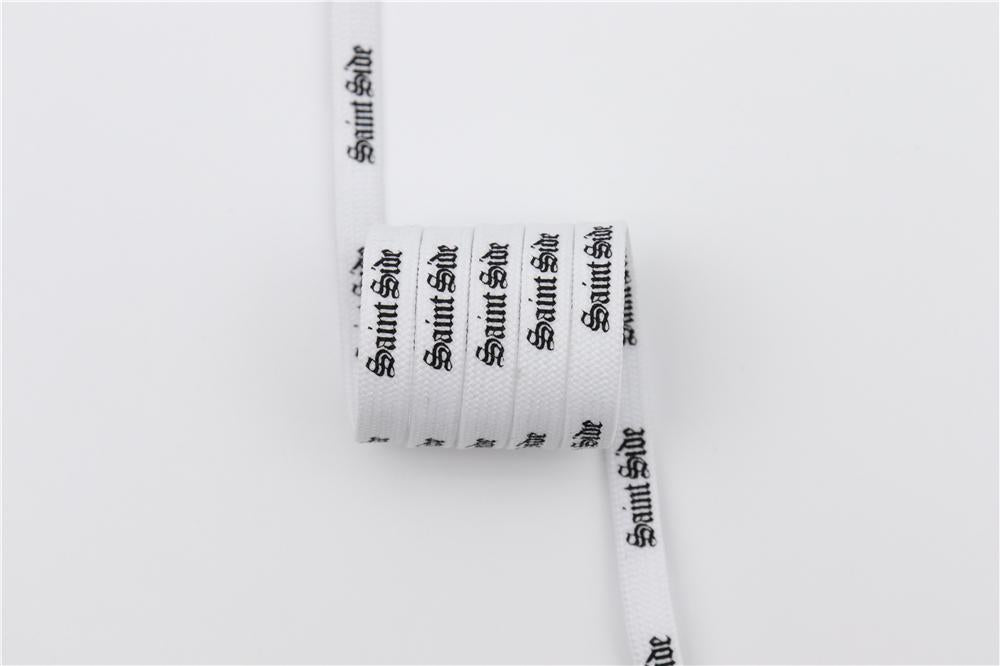 7MM Saint Side White Black Letter Flat Type Waist Laces Men Women Sneaker Ropes Boots Canvas Casual