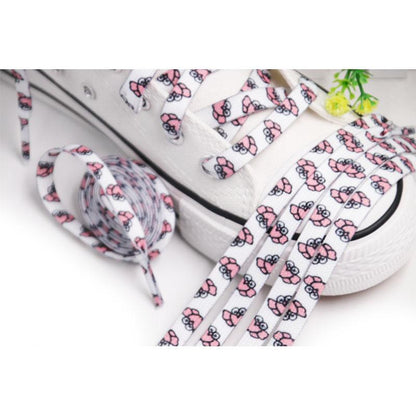 Cute Owl Pink of Sesame Street Series Shoestring Flat Cotton Shoe laces Adorable owl Cartoon Women