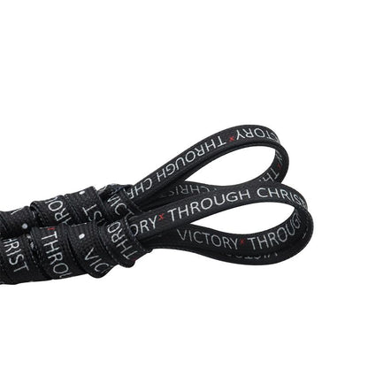 8MM Top Shoelaces "VOCTORY THROUGH CHRIST" Letter Printing Decorative Shoe Accessories Polyester