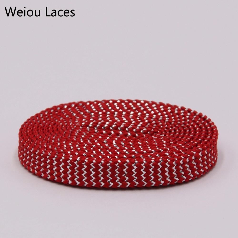 Weiou Wavy Gold Silver Glitter Shoe Laces Fun Flat Sparkle Replacement Dual Tone Shoelaces Metallic