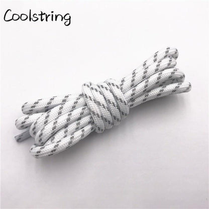 Round Striped Rope Laces Beige White Bootlaces Polyester Shoelace Shoestring For Roller Skates