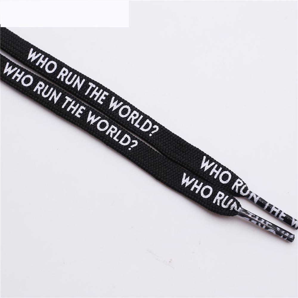 7MM Shoe Accessories Silk Screen Letter Printing Basketball Canvas Boots Falt Laces Lady Charmed