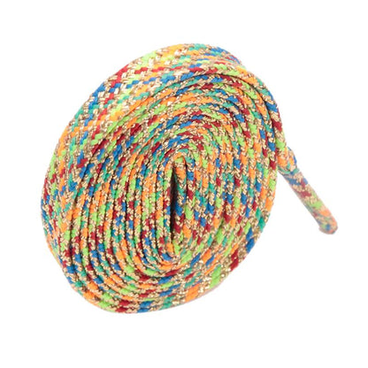 7MM Metallic Yarn Colorful Laces Black Blue Yellow Polyester Shoelaces Sneaker Boot Canvas Trendy