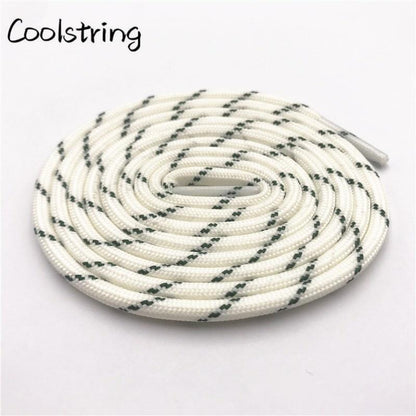 Round Striped Rope Laces Beige White Bootlaces Polyester Shoelace Shoestring For Roller Skates