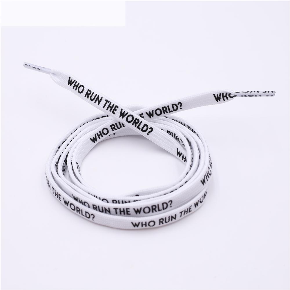 7MM Shoe Accessories Silk Screen Letter Printing Basketball Canvas Boots Falt Laces Lady Charmed