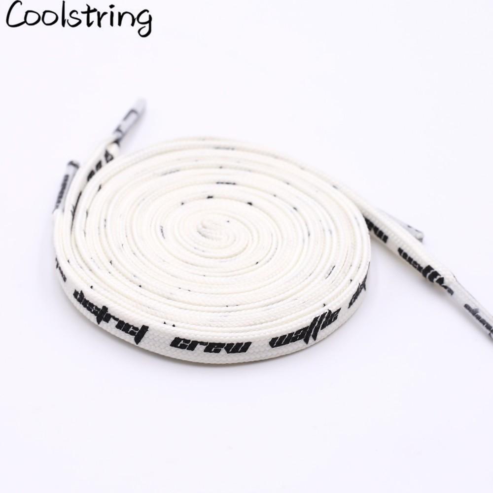 Double-sided Screen Printing Waffle District Crew Laces Beige Black Authentic Sports Shoelace