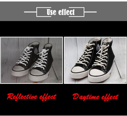 Shoe Accessories 4.7MM Black White Reflective Glowing shoestring 120CM Polyester Shoe Ropes Strong