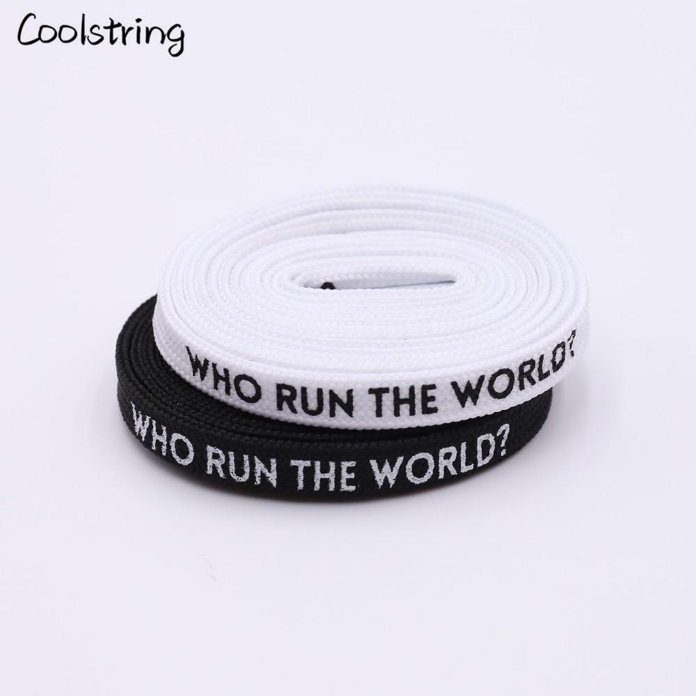 7MM Who Run The World Slogo Shoelaces Double-sided Printed Flat Sneakers Basketball Shoestring