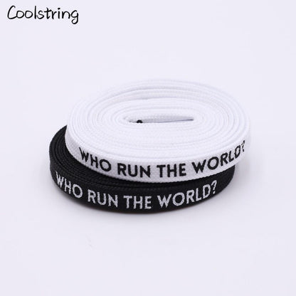7MM Who Run The World Slogo Shoelaces Double-sided Printed Flat Sneakers Basketball Shoestring