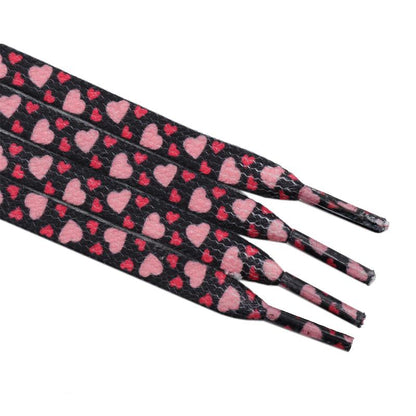 Top Quality Shoelaces Accessories 8MM Flat Pink Girl Lovers Heart Heat Transfer Printing Women
