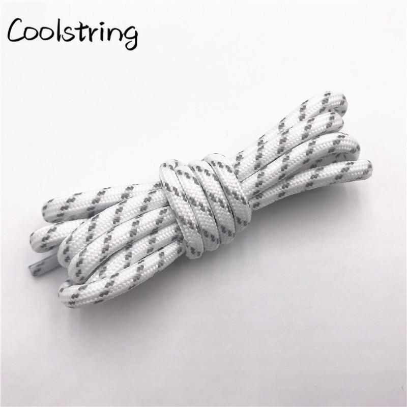 Round Striped Rope Laces Beige White Bootlaces Polyester Shoelace Shoestring For Roller Skates