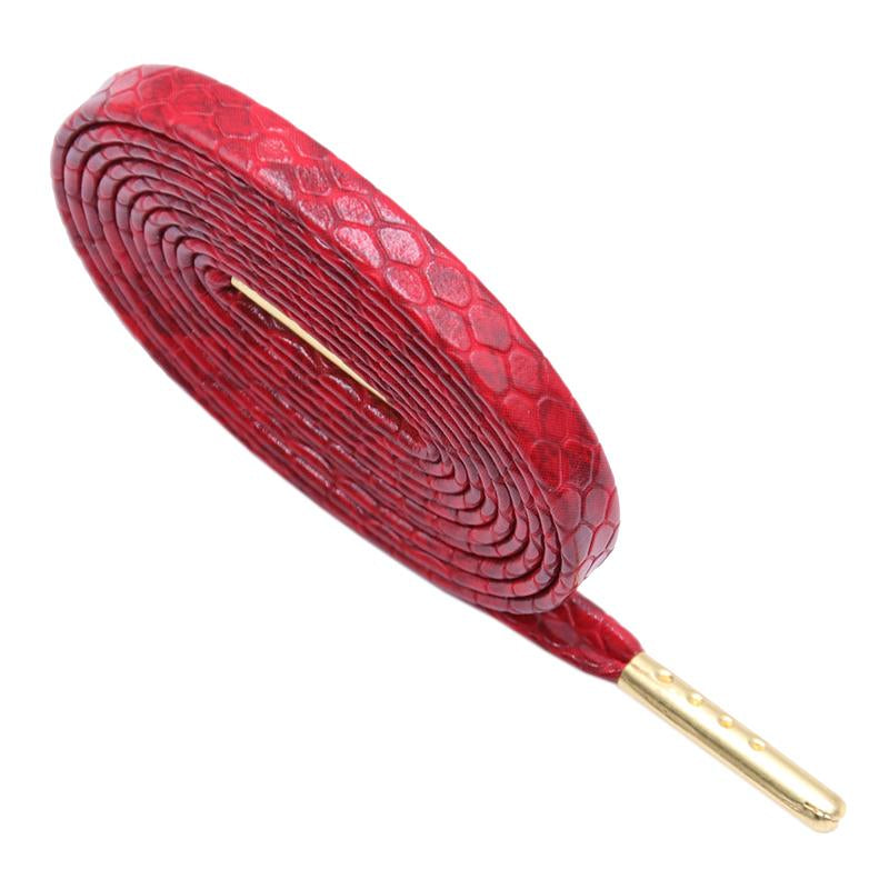 6 Colors Flat Snakeskin Snake Shoe Laces Luxury PU Leather LE ShoeLaces With Gold Metal Aglets For