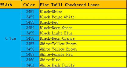 0.7cm Outdoor Trainer Shoestring Exclusive Polyester Flat Twill Checkered Laces Sneakers Replacement