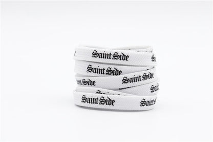 7MM Saint Side White Black Letter Flat Type Waist Laces Men Women Sneaker Ropes Boots Canvas Casual