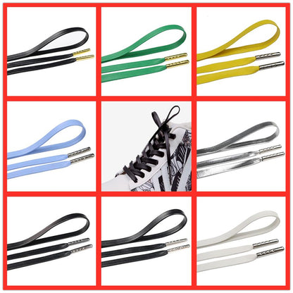 7MM Strong Surface PU Leather Top Quality Shoelaces Whole Production For Custom Bulk Order Drop