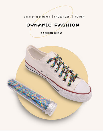 7MM Metallic Yarn Colorful Laces Black Blue Yellow Polyester Shoelaces Sneaker Boot Canvas Trendy