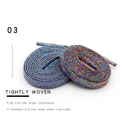 7MM Metallic Yarn Calm & Restrained Color Combination Flat Laces Pretty Glitter Lacets For Leather