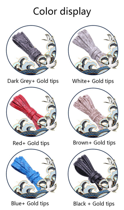6 Colors Flat Snakeskin Snake Shoe Laces Luxury PU Leather LE ShoeLaces With Gold Metal Aglets For