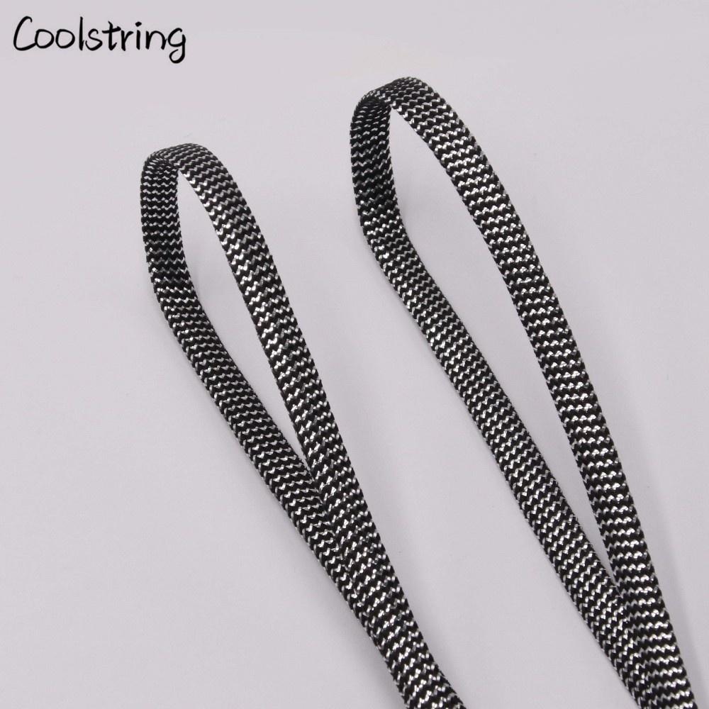 Cool 0.7cm Two Colors Mixed Shiny Gold And Silver Thread Sport Sneakers Flat Shoelaces Bootlaces
