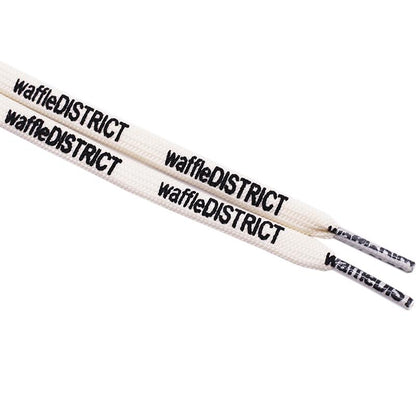 7mm Beige Black "waffleDISTRICT" Letter Printing Shoelaces Unisex Canvas Sneakers Universal Cordens