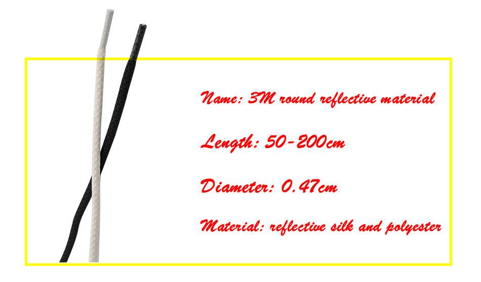 Shoe Accessories 4.7MM Black White Reflective Glowing shoestring 120CM Polyester Shoe Ropes Strong